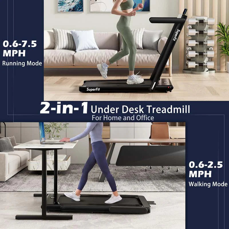 GYMAX 2-in-1 Folding Under Desk Treadmill With Speaker, App And Remote Control - 2.5HP