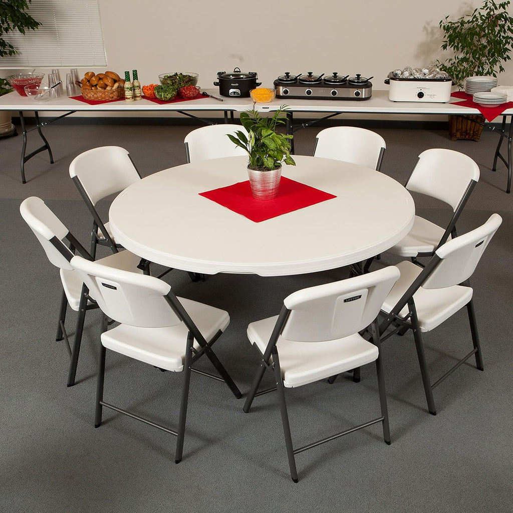 Lifetime 5 ft Round Folding Table 4 Pack, Commercial Grade, White