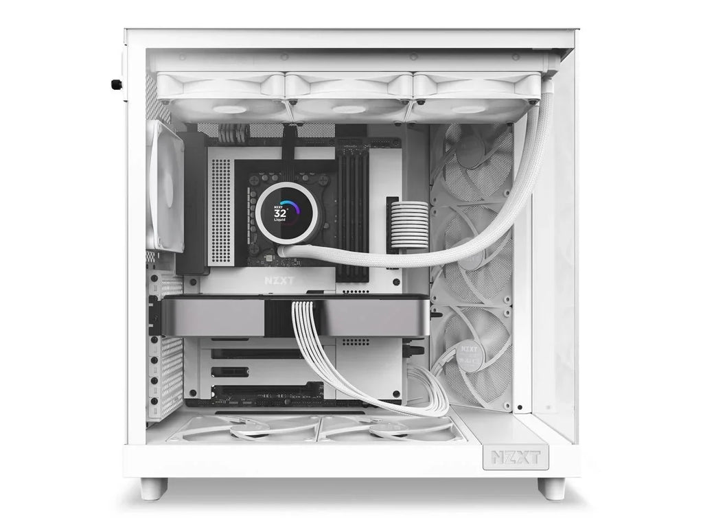 NZXT H6 Flow Compact Dual-Chamber Mid-Tower Airflow Case, White - CC-H61FW-01