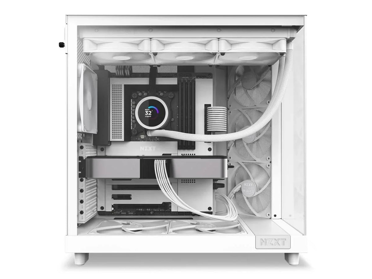 NZXT H6 Flow Compact Dual-Chamber Mid-Tower Airflow Case, White - CC-H61FW-01