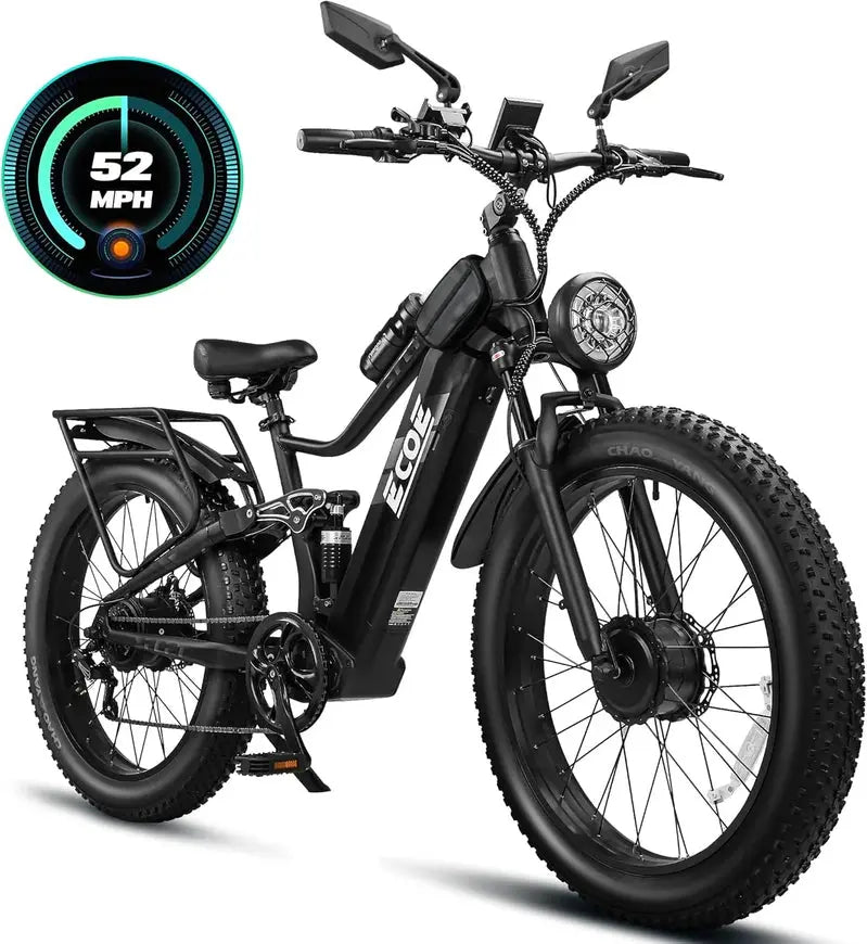 EcoE Dual-Motor Electric Bike - 6000W/5000W, 52 MPH, 7-Speed