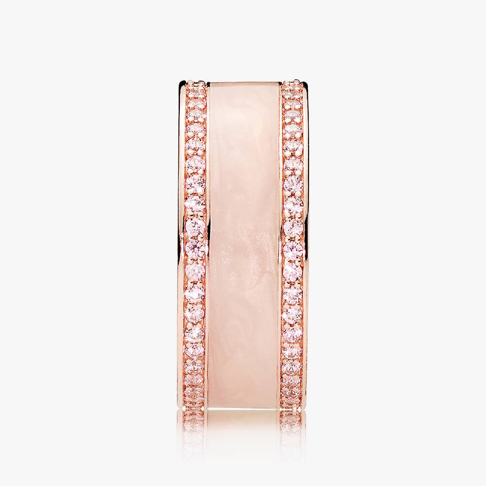 FINAL SALE - Hearts of PANDORA Ring, PANDORA Rose™, Cream Enamel & Clear CZ