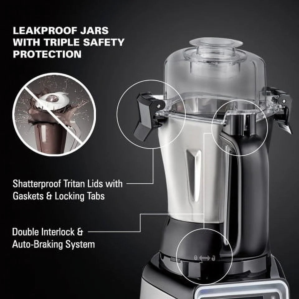 Hamilton Beach Professional Juicer Mixer Grinder, 2.2 HP, 120V, 3 Stainless Steel Jars, 0.5, 1 And 1.5 Liters - 58770