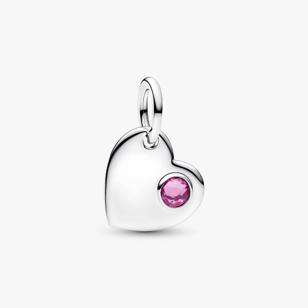 October Birthstone Heart Pendant Necklace