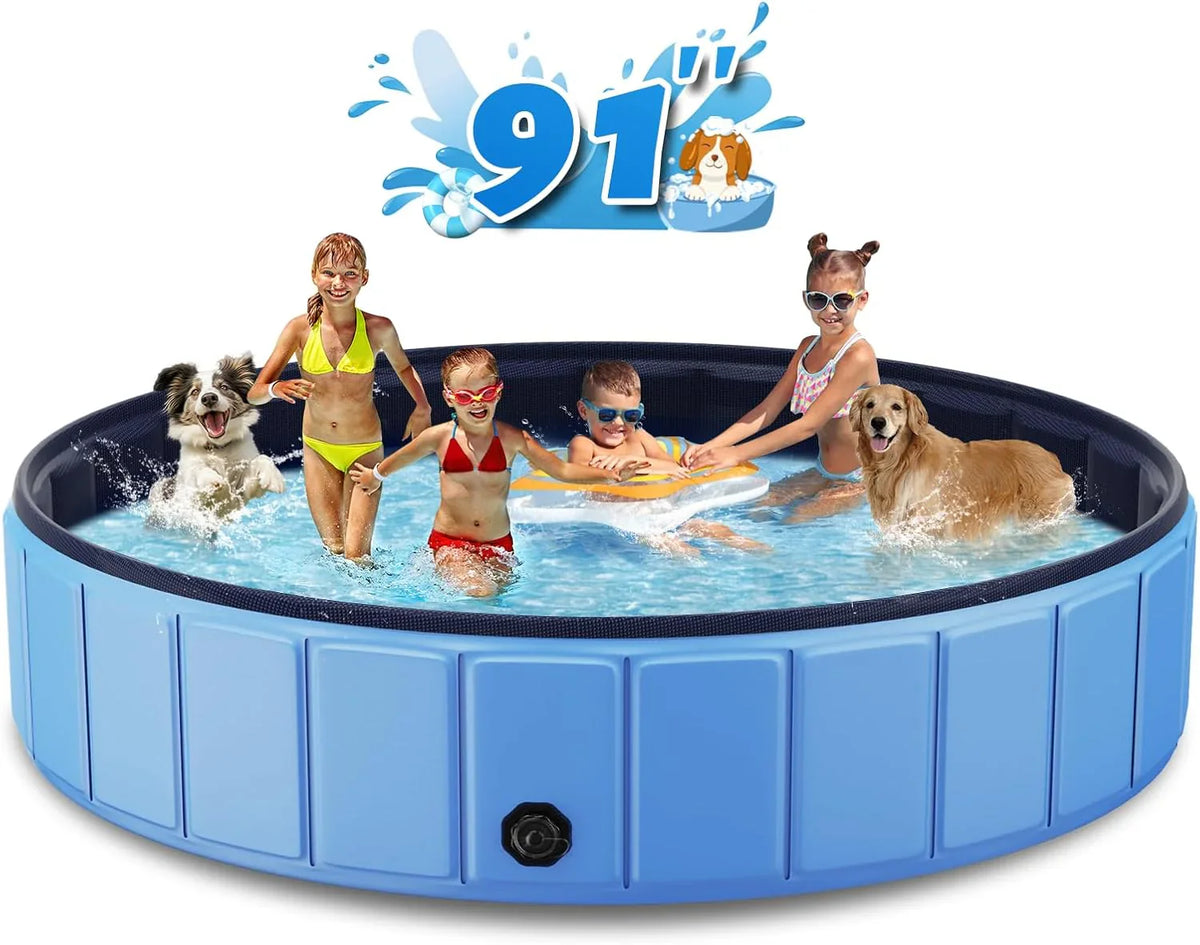 Totiro Foldable Dog Swimming Pool, 120in x 20in, PVC, Blue