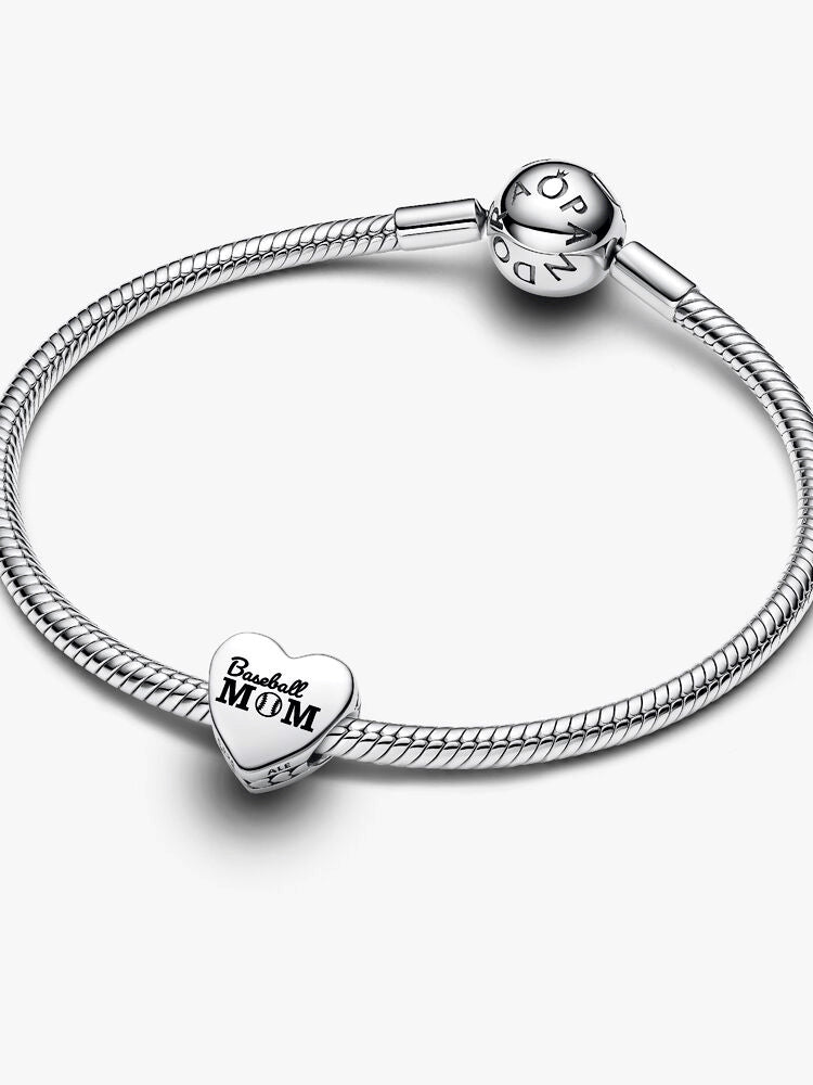 Engravable Baseball Mom Heart Charm