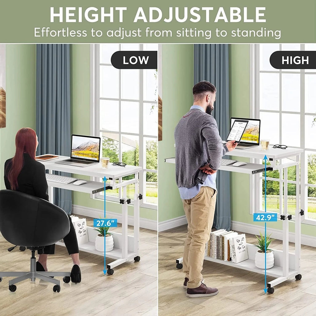 Height-Adjustable Portable Laptop Desk With Keyboard Tray, 43.3in H x 31.5in L x 17in D