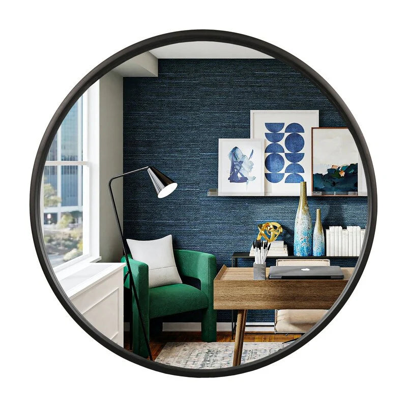 Classic Farmhouse Round Wooden Frame Wall Mirror - 24-inches, 28-inches, 32-inches