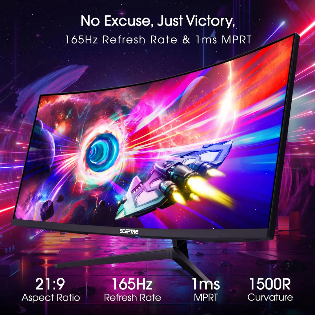 Sceptre 34 Inch 165Hz Curved Ultrawide WQHD Monitor - 3440 x 1440