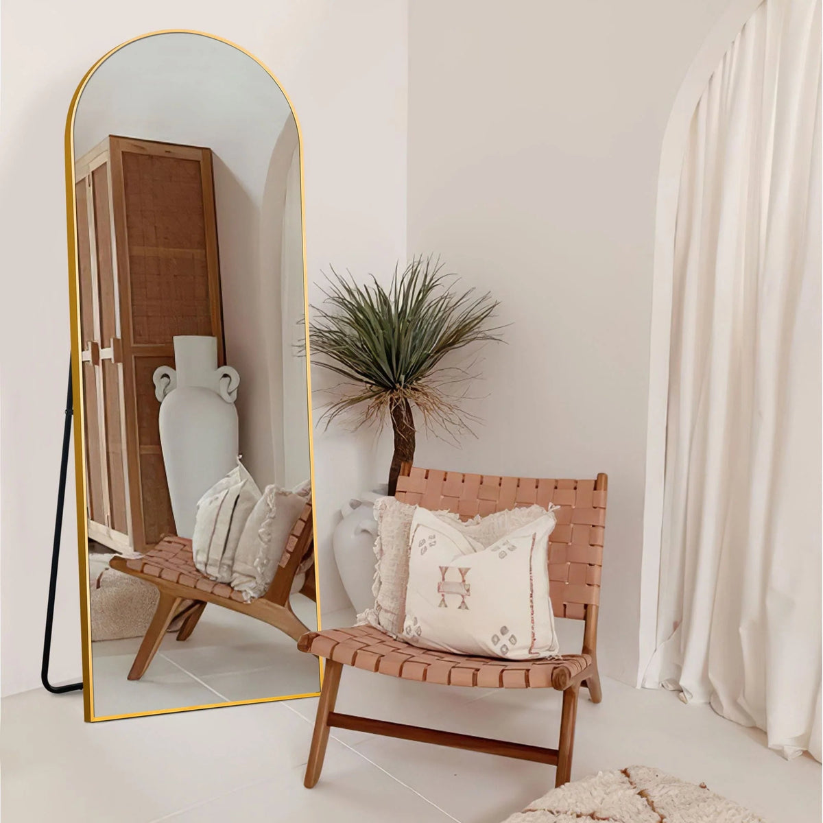Arched Full-Length Floor Mirror - Standing And Wall-Mounted
