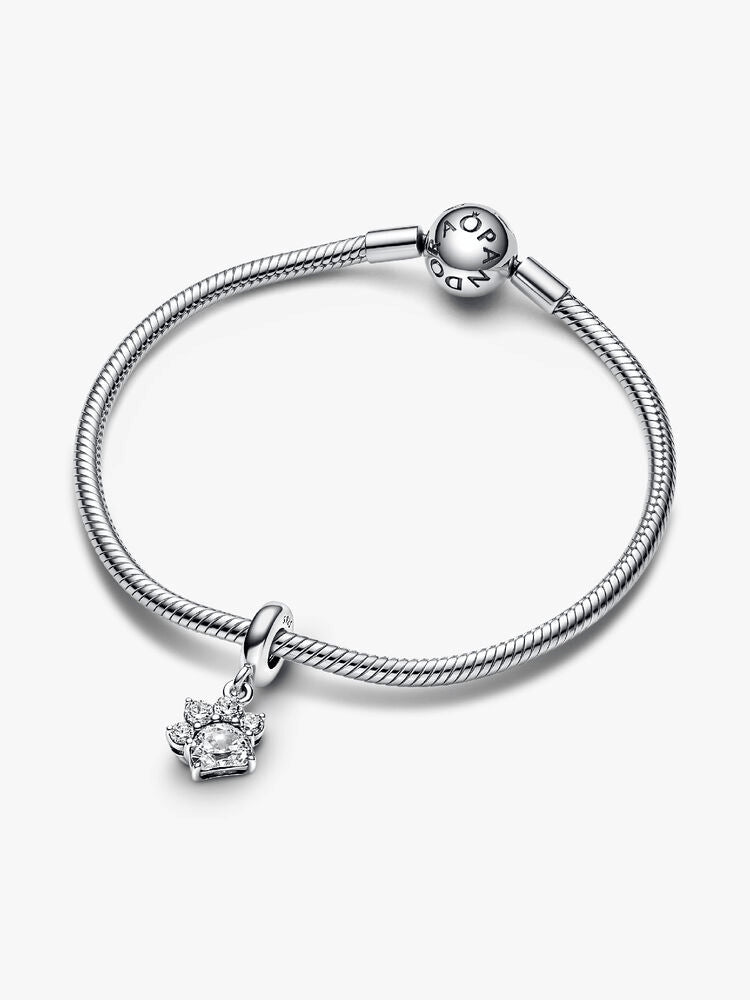 Sparkling Pet Paw Print Dangle Charm
