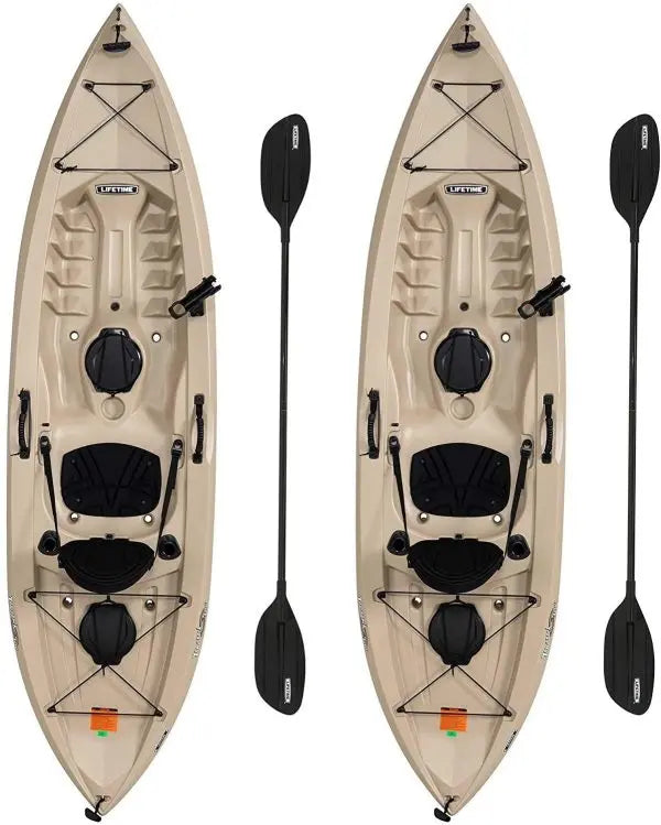 Lifetime Fishing Kayak 10 ft Tan, 2-Pack With Paddles Included - 90806 Tamarack Angler 100
