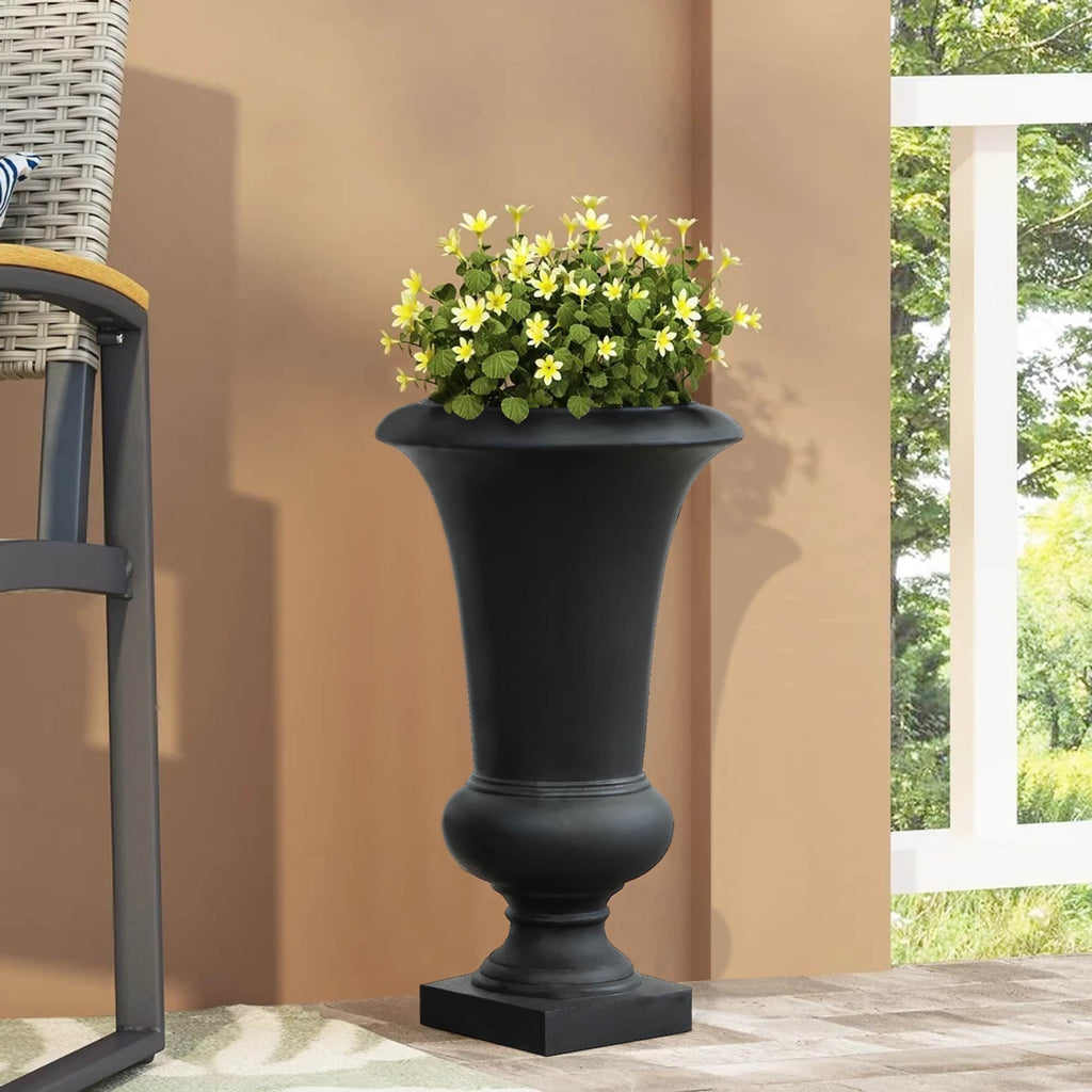 Handmade Fiber Stone Urn Planter Pot, 22.75 in Tall x 13.13 in Diameter