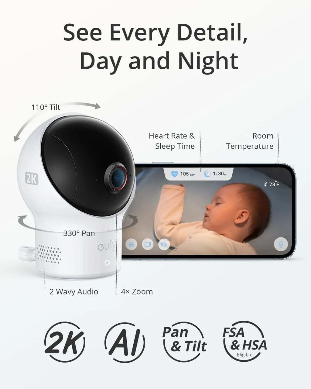 eufy Baby Smart Sock Baby Monitor With 2K Camera - S320