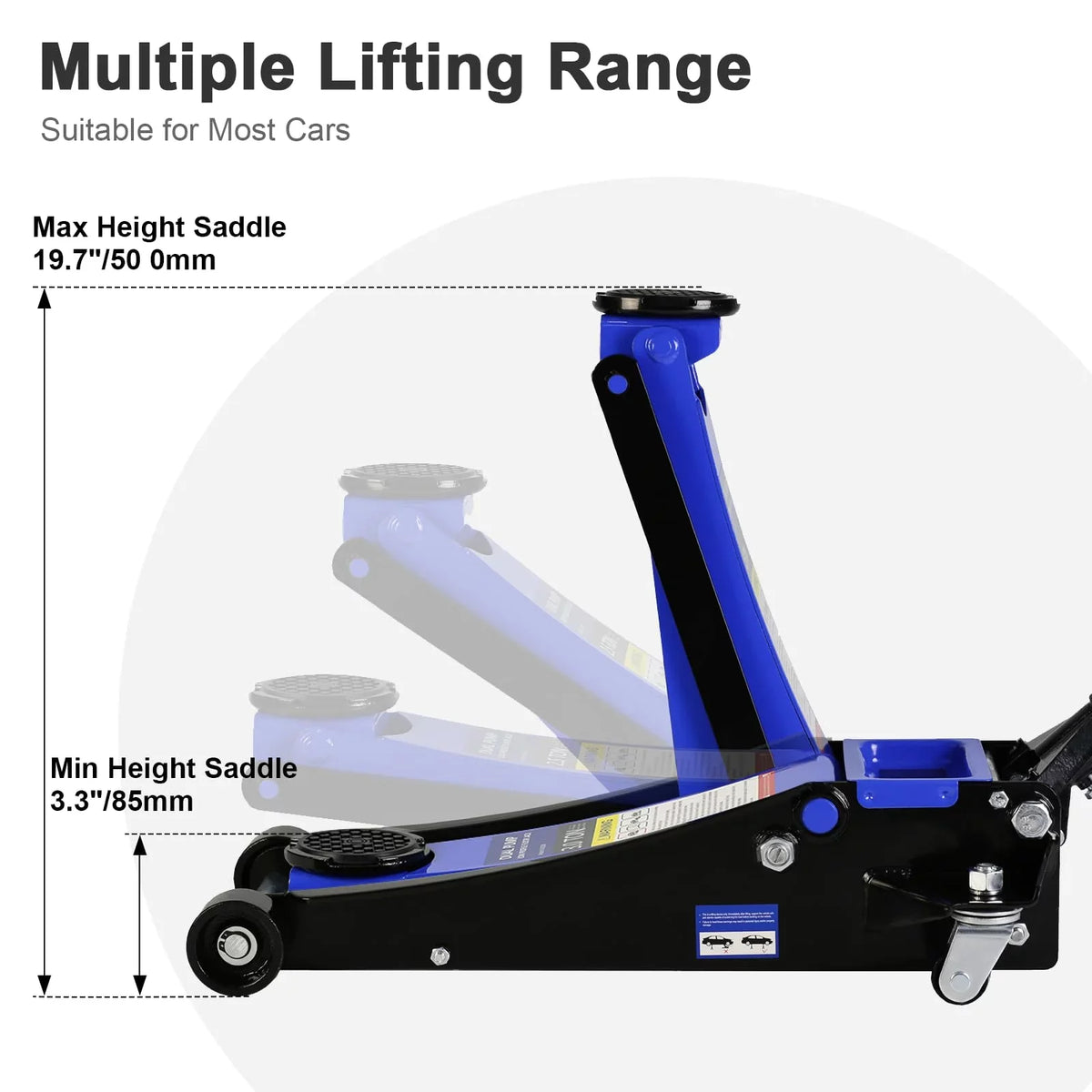 3 Ton Low Profile Steel Hydraulic Floor Jack, 6000 lbs, 5.1"-20"