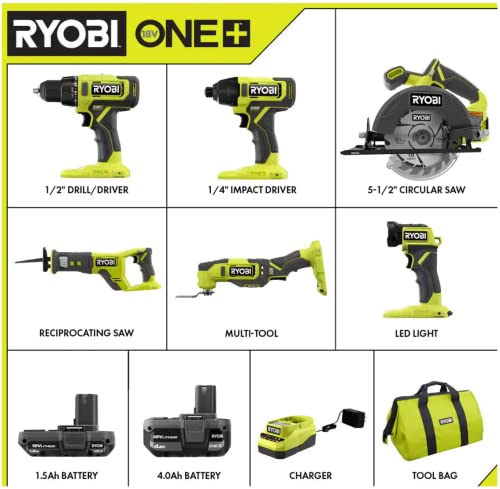 RYOBI ONE+ 18V Cordless 6-Tool Combo Kit - PCL1600K2