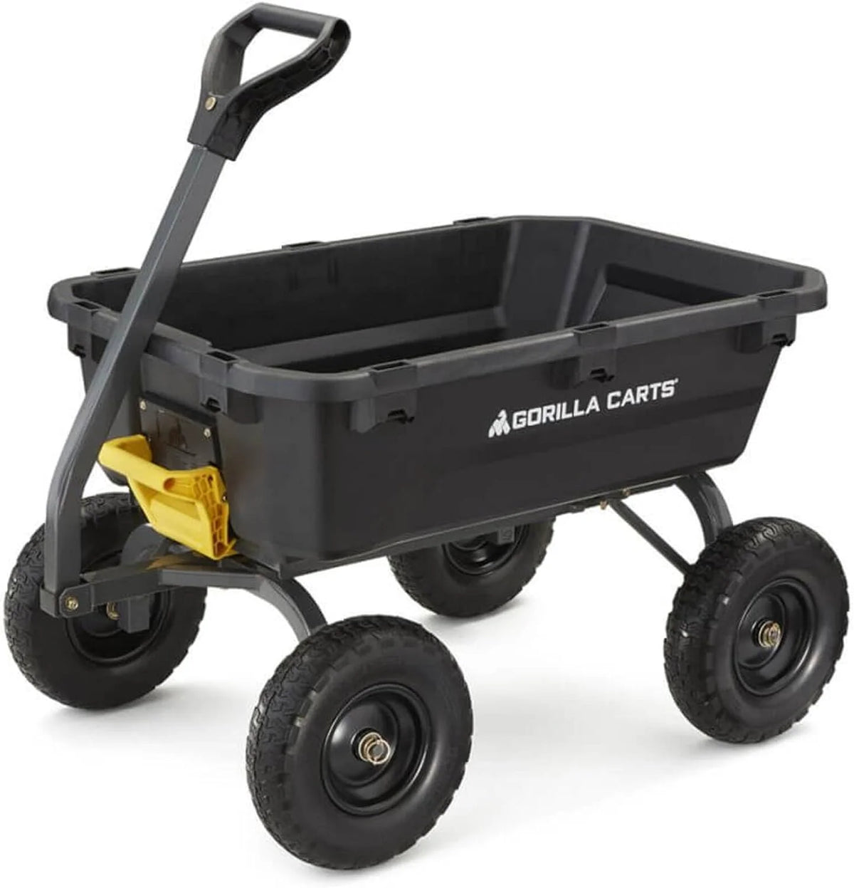 Poly Dump Garden Cart With No-Flat Tires, 7 Cubic Feet, 1200-Pound Capacity, Black - 7GCG-NF