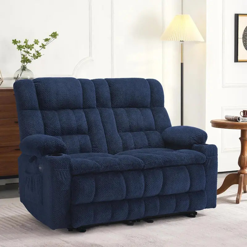 MCombo Power Reclining Loveseat With Heat, Vibration, Cupholders And USB Charge Ports - RS6314