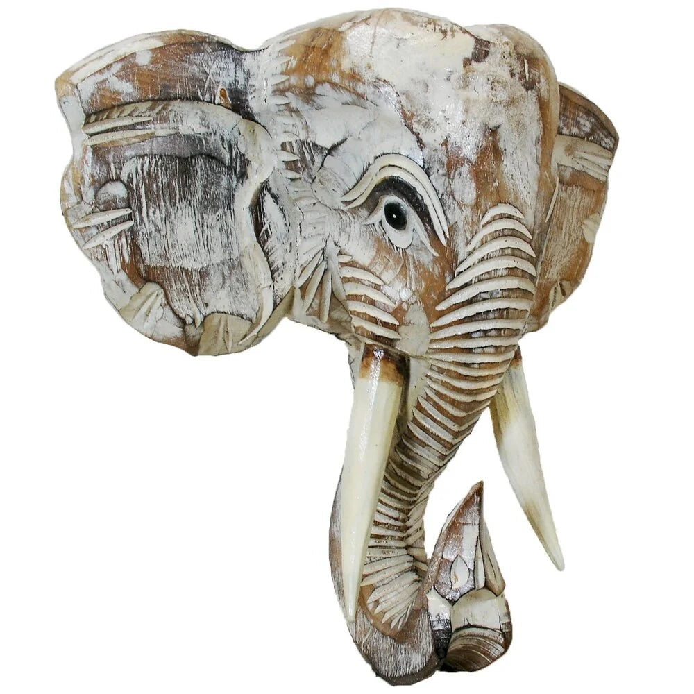 Wooden Elephant Head Wall Decor