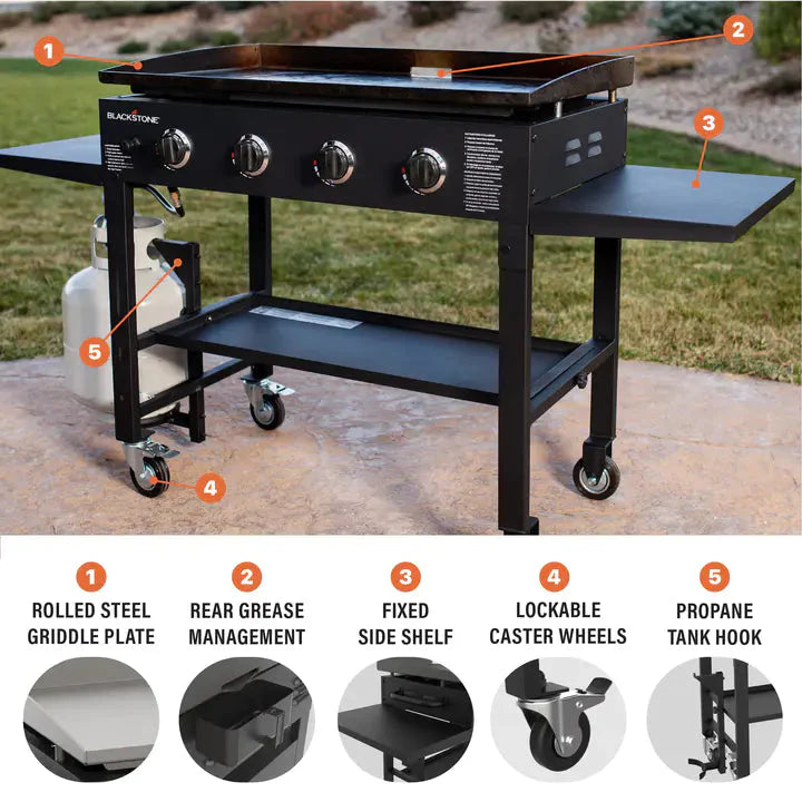 Blackstone 36 Inch 4-Burner Propane Gas Griddle Cooking Station - 1554