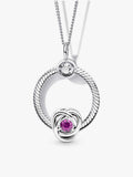 October Birthstone Eternity Circle O Pendant Set