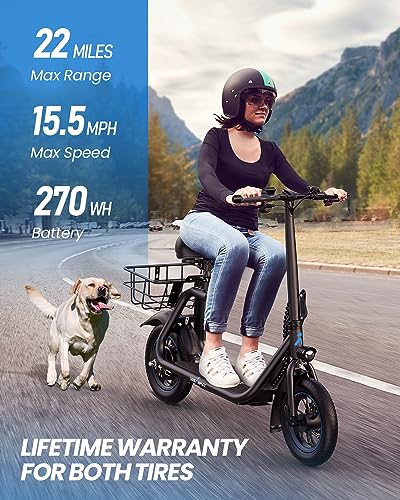 URBANMAX Electric Scooter With Seat, 450W, 22 Miles, Black - C1