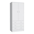 Devali Blue Double-Door Armoire With 3 Drawers And 1 Hanging Rod