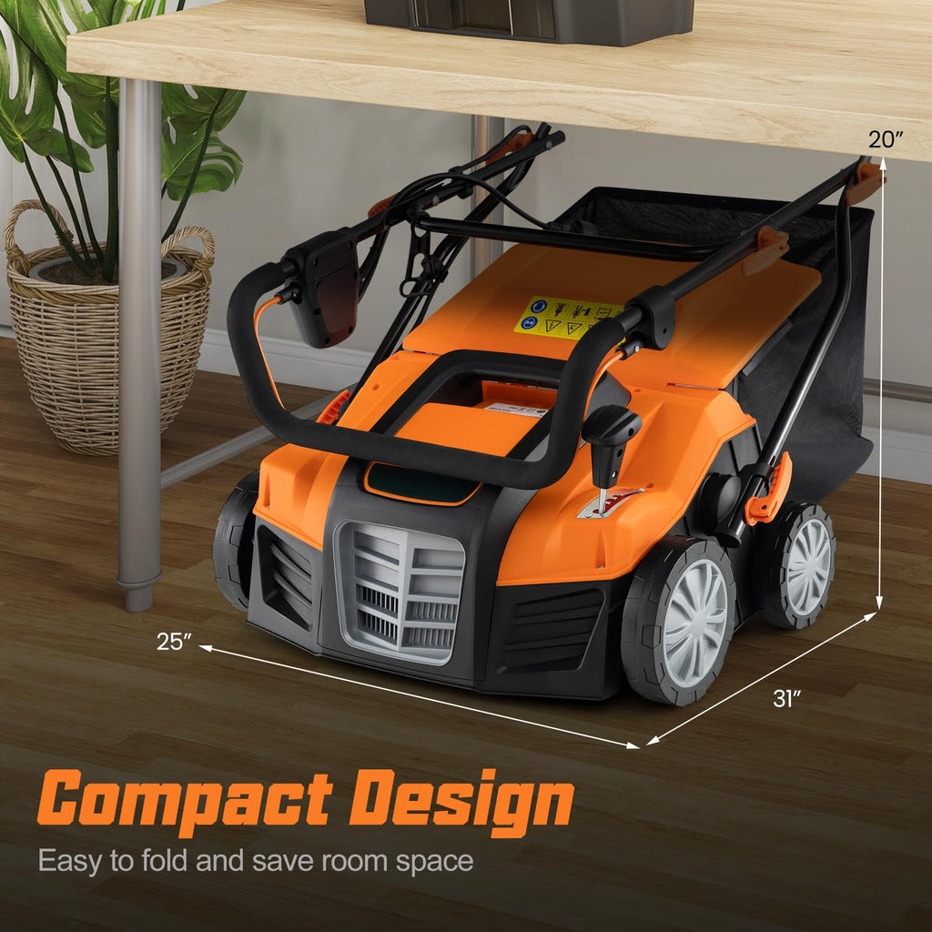2-In-1 16-Inch 15A Corded Electric Scarifier And Lawn Dethatcher