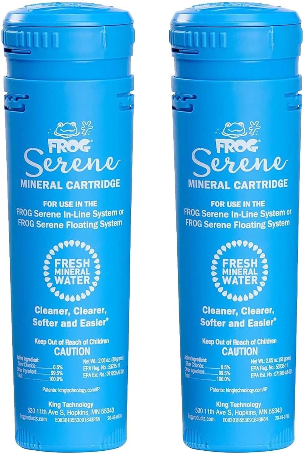 FROG Serene Mineral Replacement Cartridges for Hot Tubs - 2 Pack - Bromine & Mineral System for 600 Gallon Spas