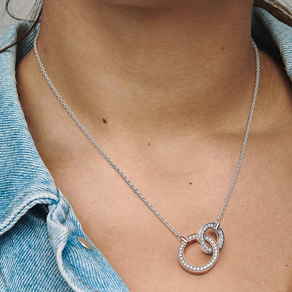 Pandora Signature Two tone Intertwined Circles Necklace