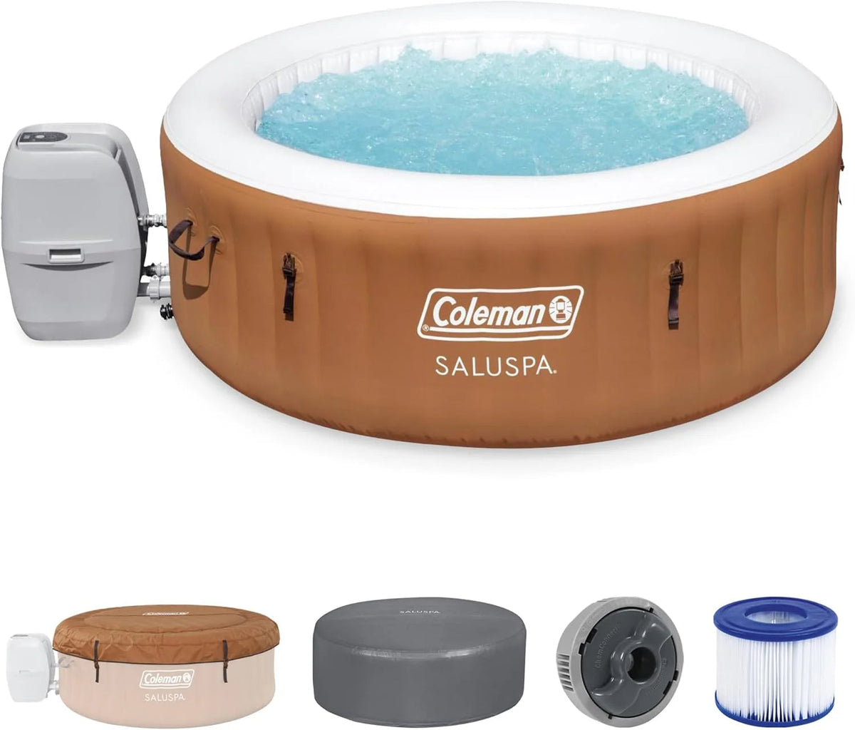 2-4 Person Inflatable Hot Tub With 120 Air Jets And Insulated Cover