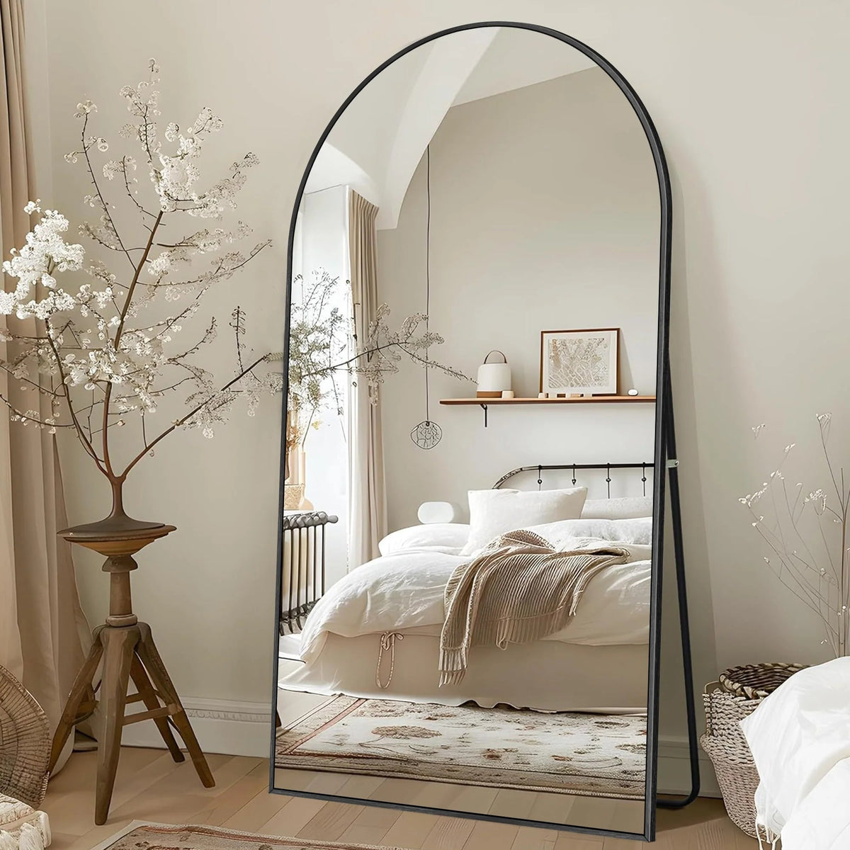 Arched Full Length Floor Mirror With Aluminum Alloy Frame - 65x22, 71x24, 71x28, 71x32