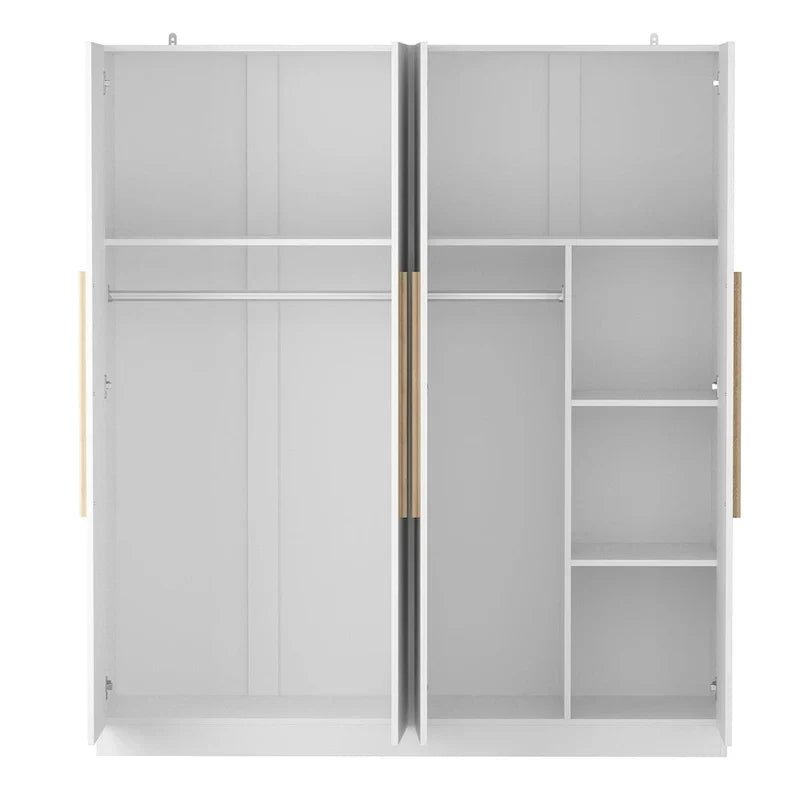 FUFU&GAGA Freestanding Solid Wood Wardrobe Closet With Storage Shelves
