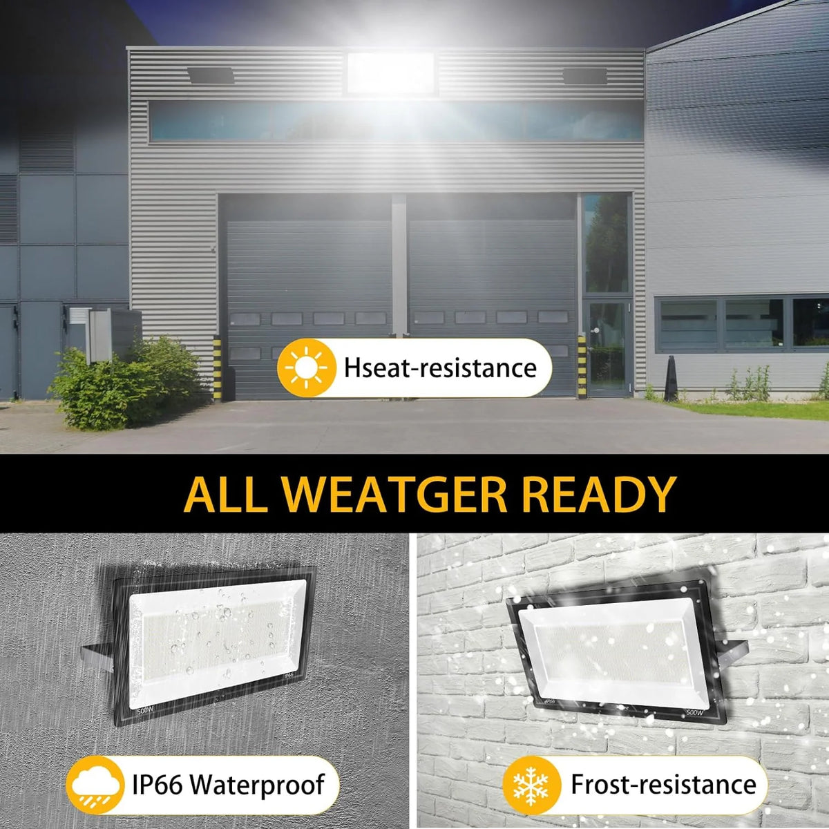YANYCN 200W LED Flood Light 3 Pack, 22800lm 5000K Daylight White, IP66 Waterproof - 200W-TG-XPG-A