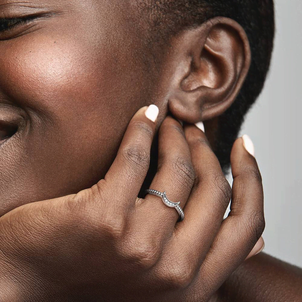 FINAL SALE - Crescent Moon Beaded Ring