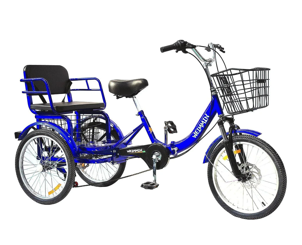 WEIMMIN Adult Folding Tricycle, 20 inch, 7 Speed, Star Strip Blue