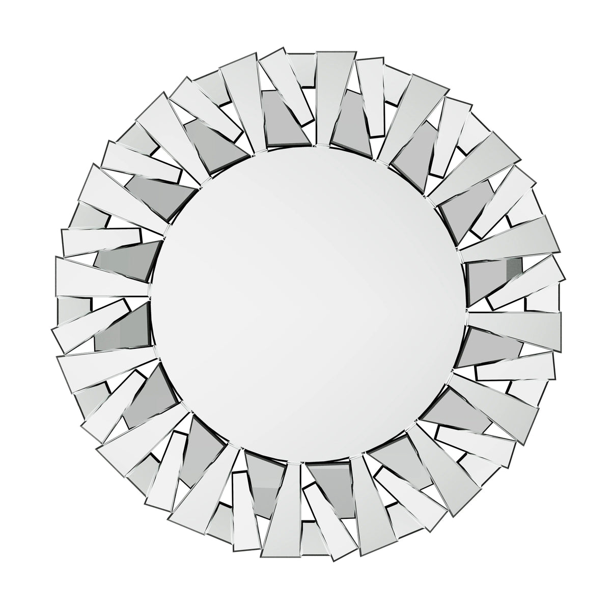 32 Inch Round Sunburst Decorative Wall Mirror, Silver Glass - 31.5 Inch