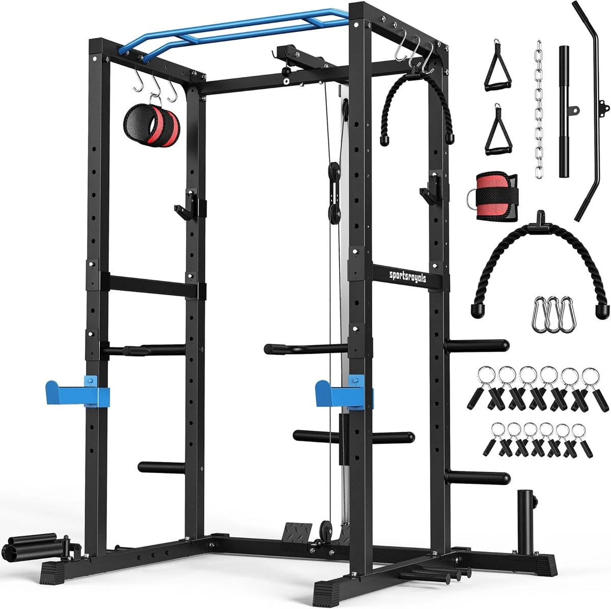 Sportsroyals Power Cage With Lat Pulldown, Black - Power Cage