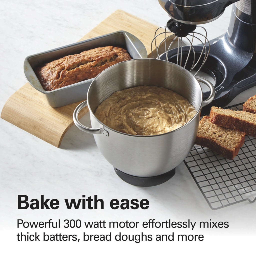 Hamilton Beach 4 Quart 7-Speed Tilt-Head Stand Mixer With Dough Hook, Whisk And Flat Beater - Black
