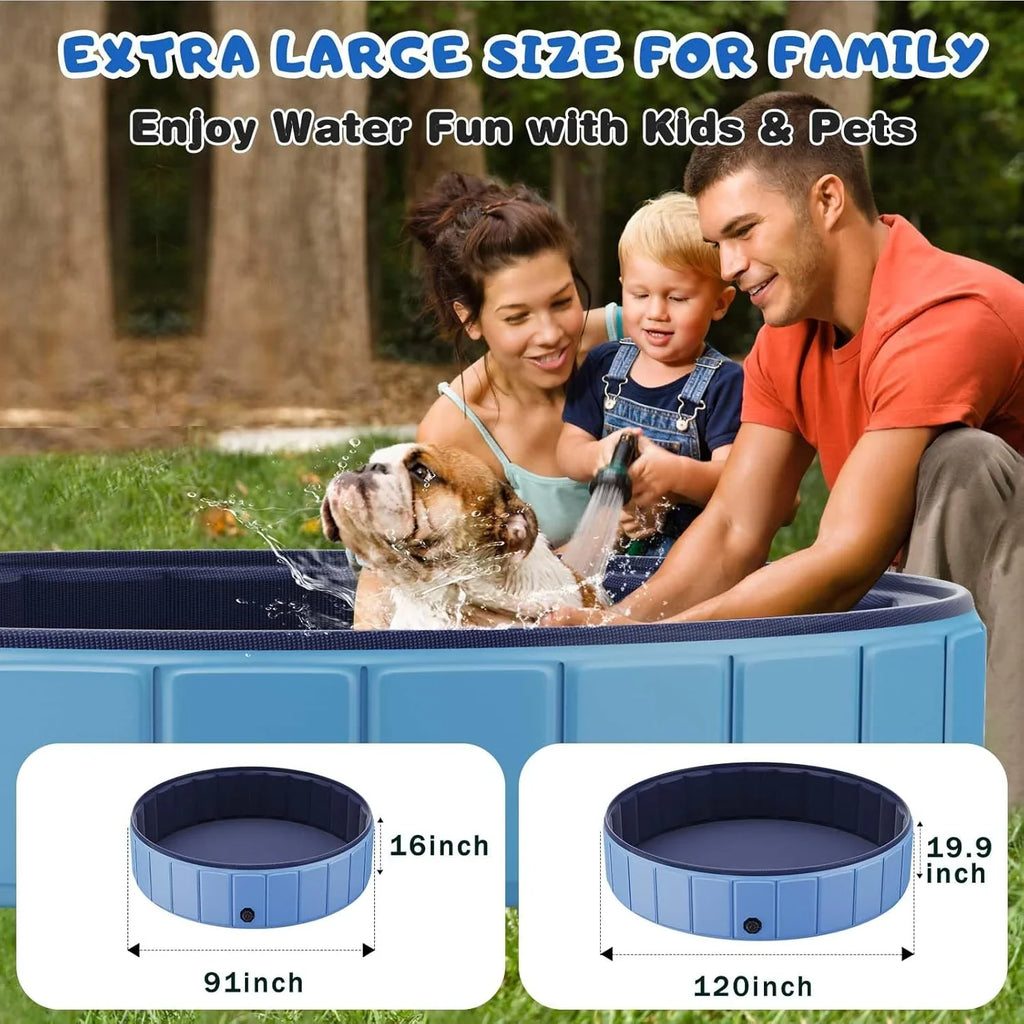 Totiro Foldable Dog Swimming Pool, 120in x 20in, PVC, Blue