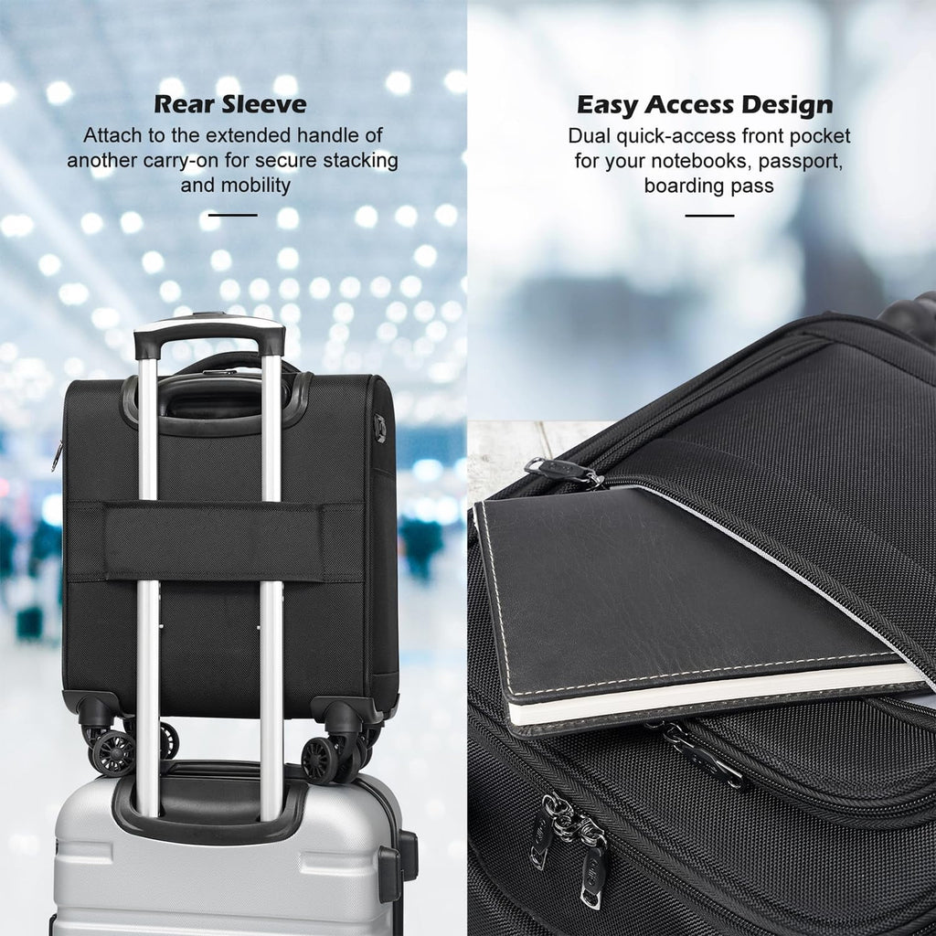 Underseat Carry-On Softside Spinner Luggage - Underseat-14-Inch-Plus