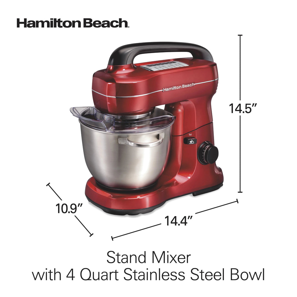 Hamilton Beach 4 Quart 7-Speed Tilt-Head Stand Mixer With Dough Hook, Whisk And Flat Beater - Black