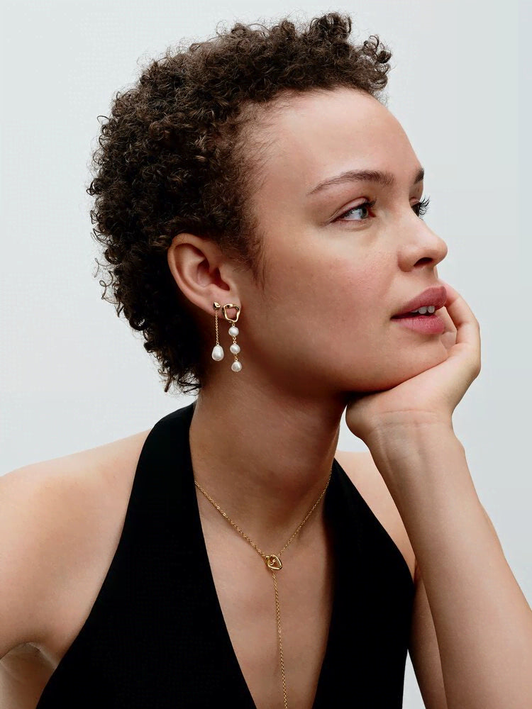 Organically Shaped Circles T-bar Necklace