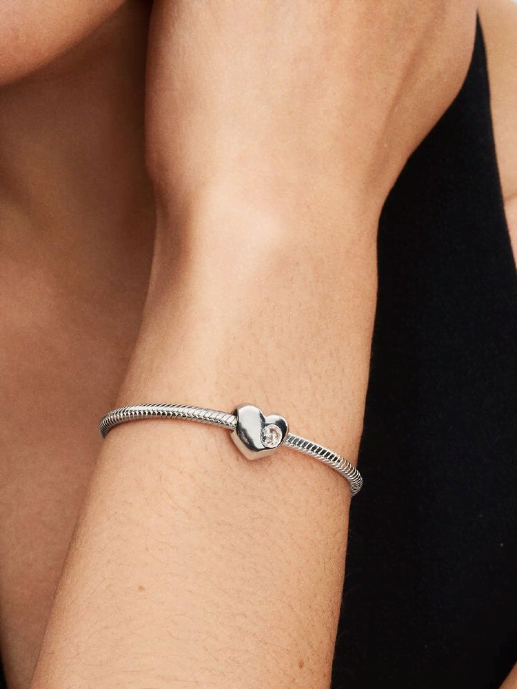Engravable Clear Stone Heart Charm