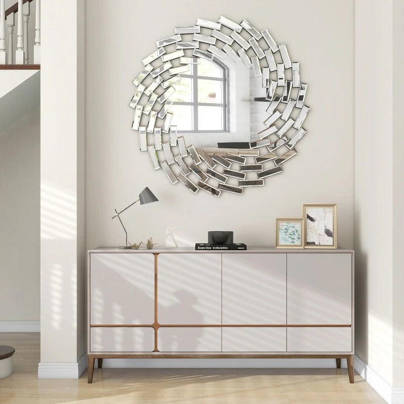 Round Spiral Sunburst Decorative Wall Mirror