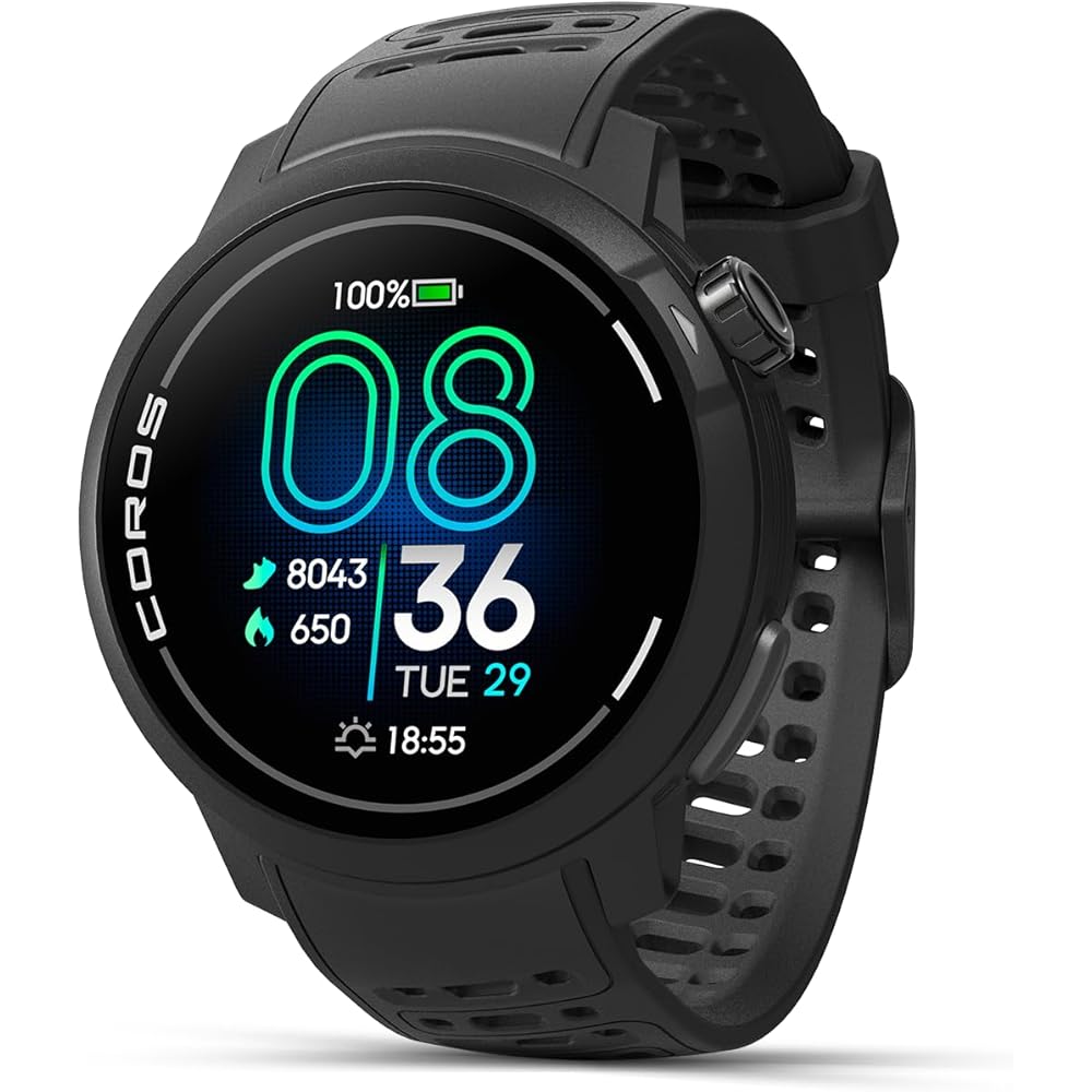 Coros AMOLED Touchscreen GPS Sport Watch, Black - Pace Pro