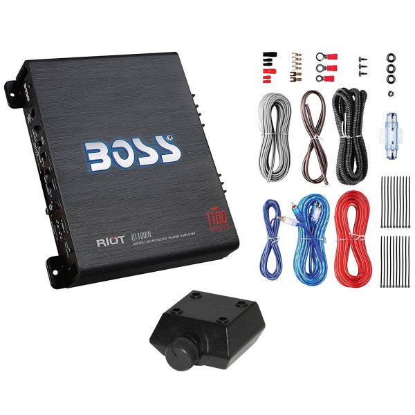 MTX Terminator Dual 12-Inch Loaded Subwoofer System With Boss Audio 1100W Mono Amplifier, Wiring Kit And 2-Farad Capacitor - R1100M