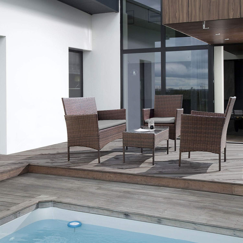 4-Piece Patio Rattan Wicker Furniture Set - T-LCRF834M18