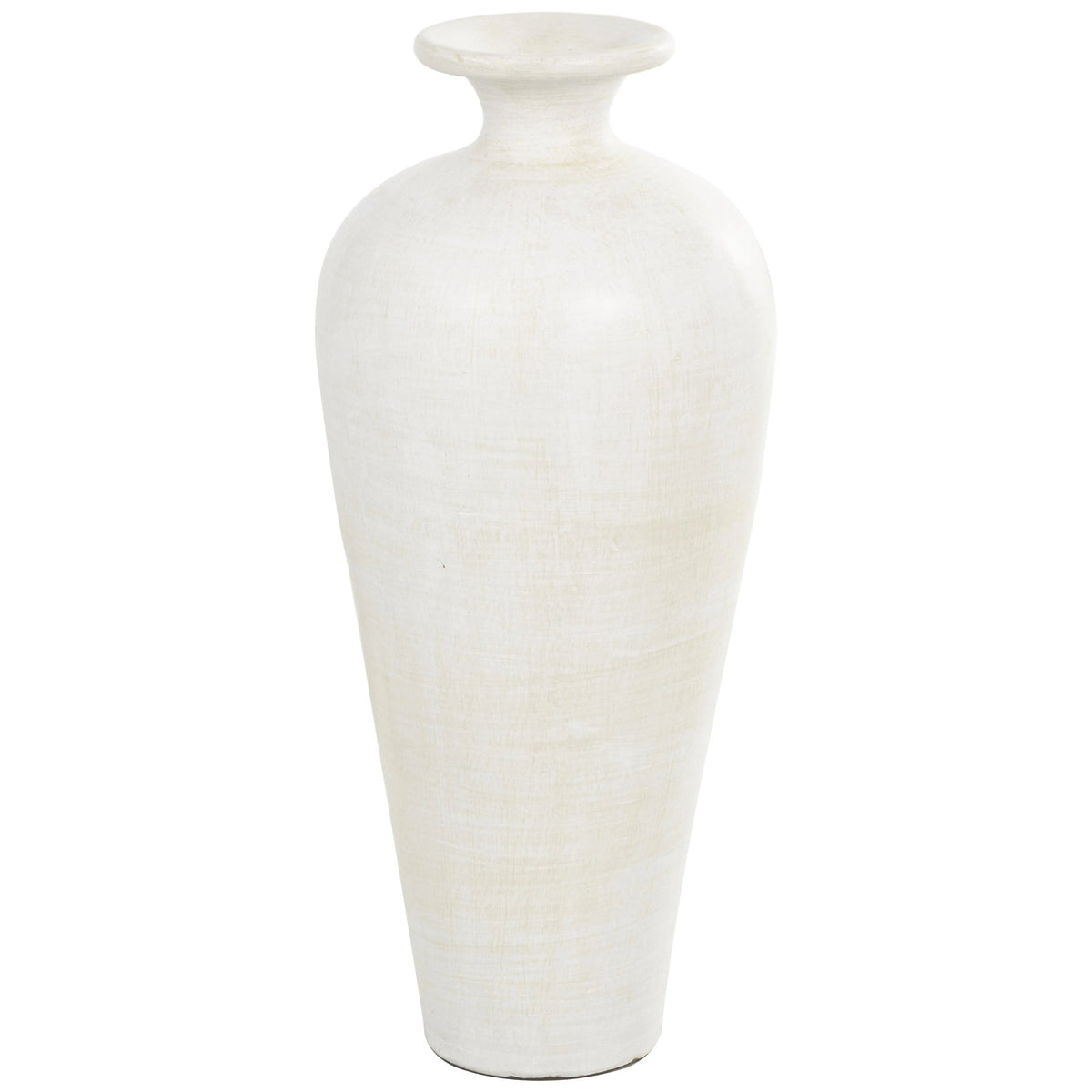 Ceramic Amphora Floor Vase, White, 13in L x 13in W x 30.5in H