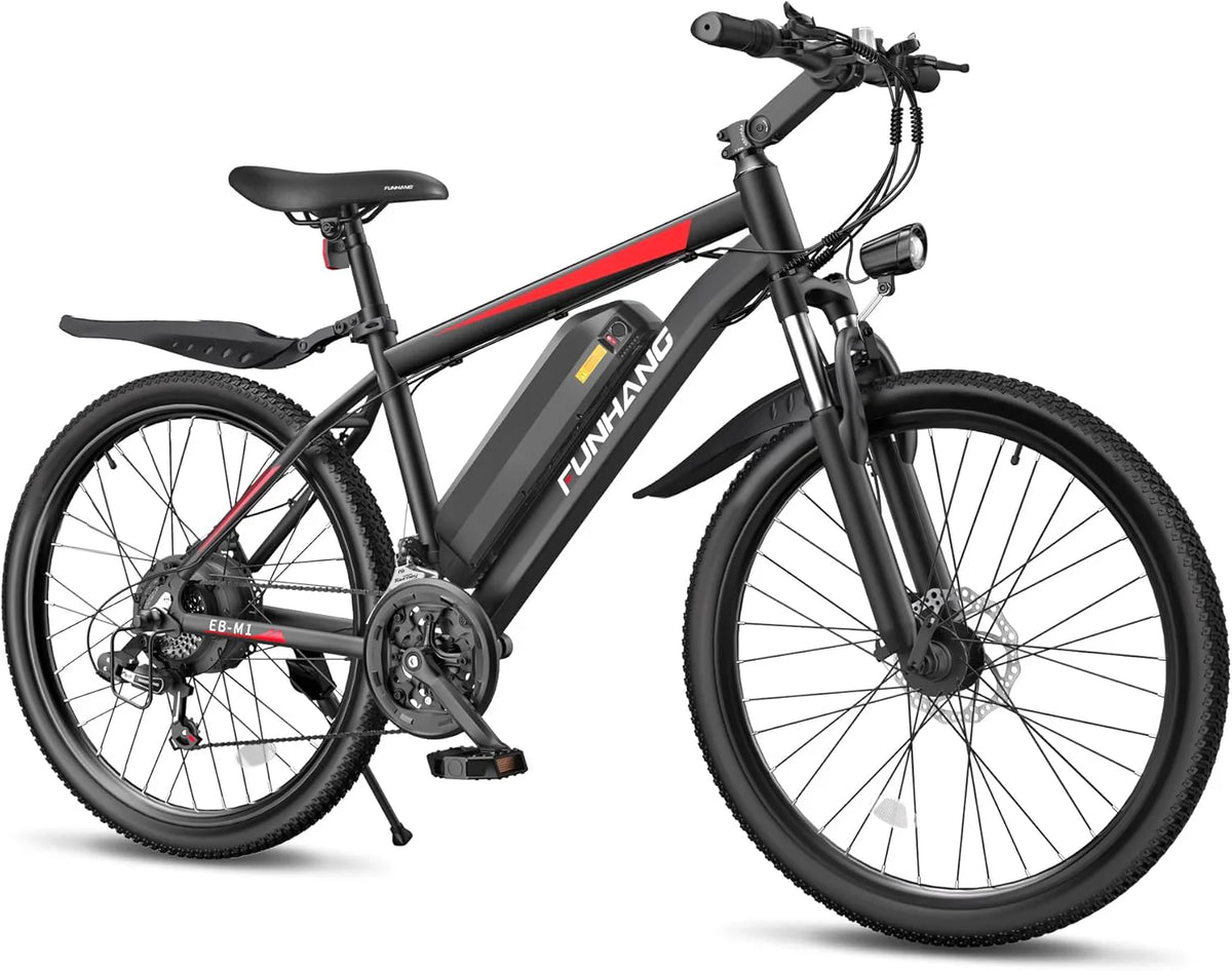 FUNHANG Electric Mountain Bike, 26 inch, 500W Motor, 48V Battery, 21-Speed - EB-M1